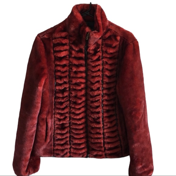 1 Madison Jackets & Blazers - 1 Madison Wine Faux fur jacket size medium